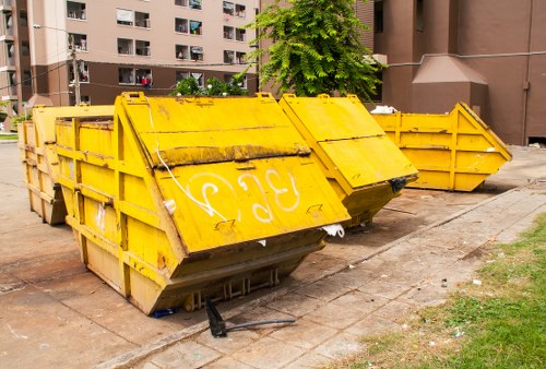 Waste collection crew arriving to a commercial site