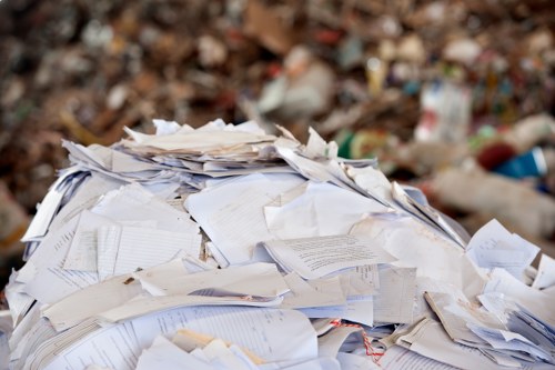 Different types of construction waste sorted for clearance