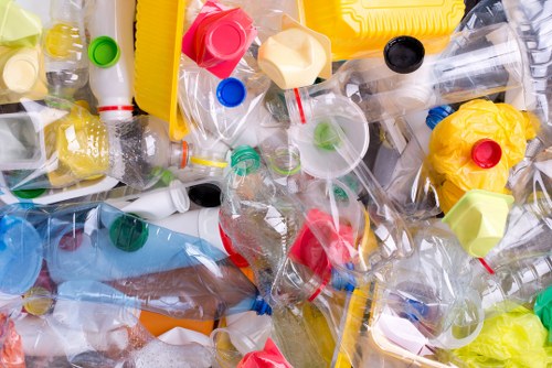 Residents participating in a recycling drive